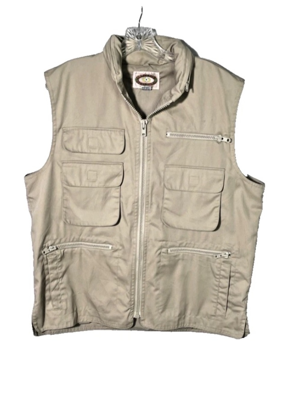 VTG 1980s Banana Republic Safari Travel Utility Vest Tan Khaki Multi-Pocket Sz L